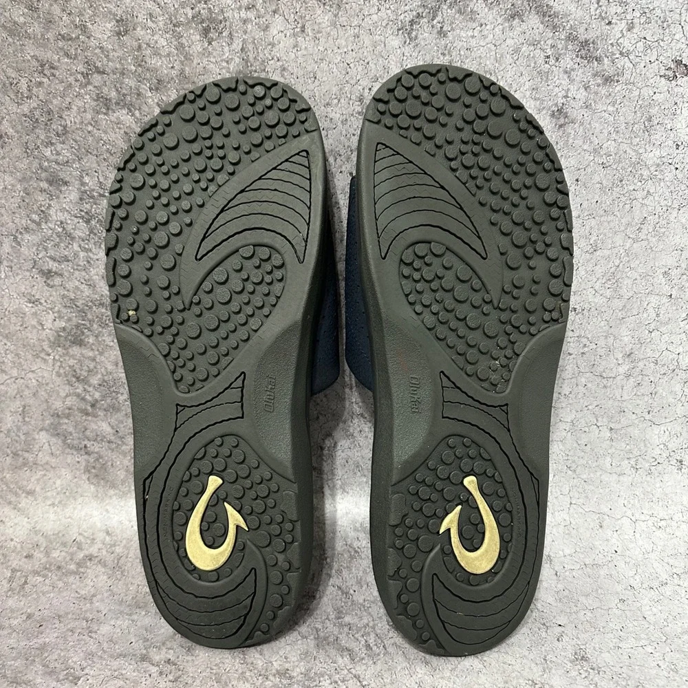 OluKai Nalu Slide Mens Sz 16 Trench Blue Charcoal Water Resistant Sandals 10332